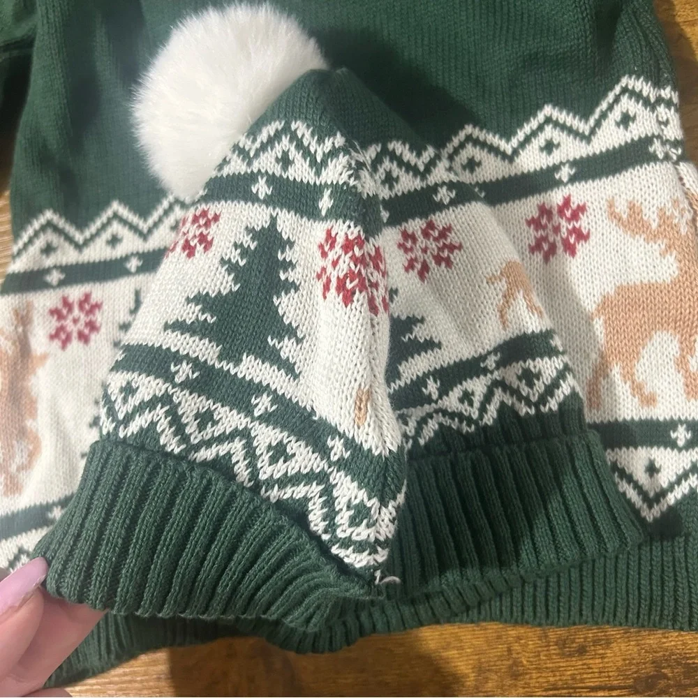 Nicole Miller NY Baby Girl Christmas Knit Sweater Dress  and Hat NEW 3-6 Months